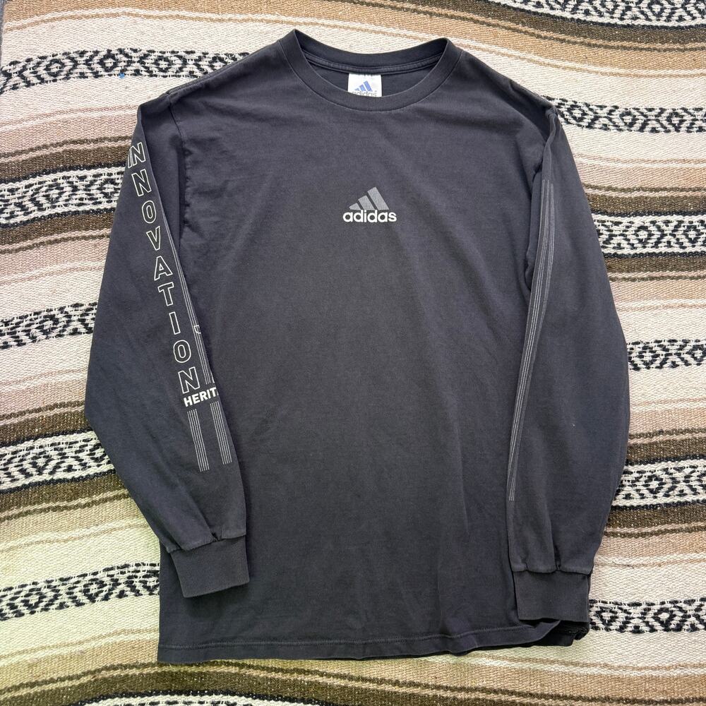 Vintage 2000's Adidas Innovation Performance Black Long Sleeve Shirt Sz Medium
